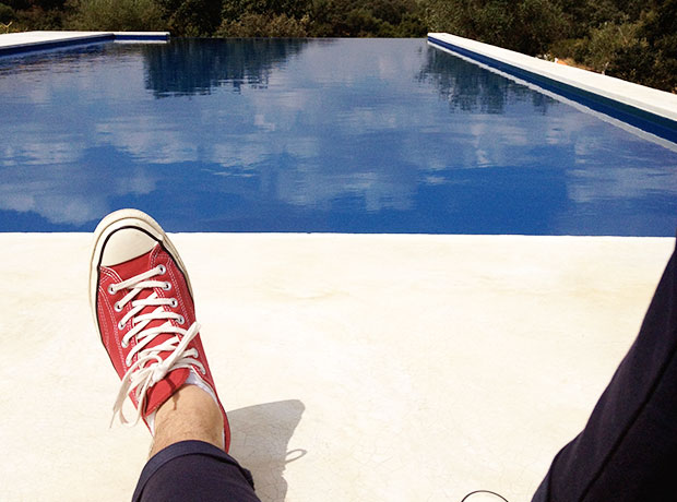 VILLA EXTRAMUROS The infinity pool overlooking the olive trees. Hard to see, but the pool is Klein blue.