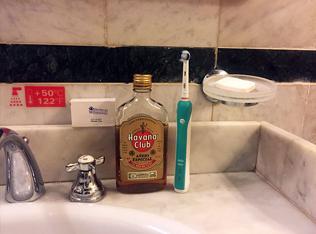 Hotel Florida Havana essentials. Rum and toothpaste is the new gin and juice.