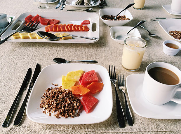 Siete Lunas A delicious breakfast is served each morning. This is just the first course!