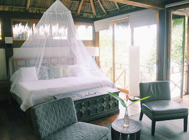 Siete Lunas Each guest bungalow feels like a fancy jungle tree house.