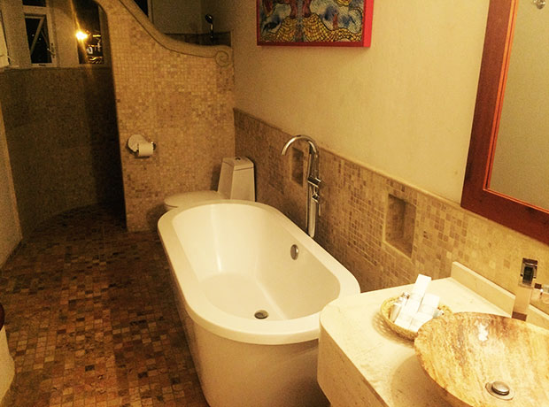 Guayaba Inn Bathrooms are large and the bathtub is the perfect size for a bubble bath.