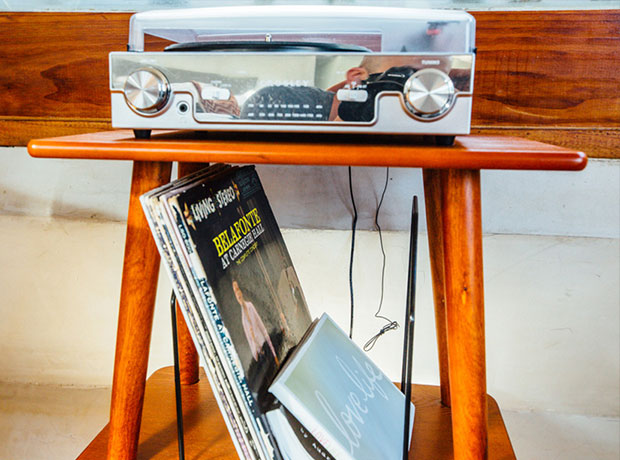 Hotel Lautner Vintage sounds brought to you by a Crosley turntable. 
