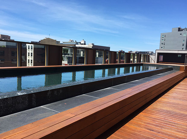 The Old Clare Sunny heated rooftop lap pool. 

