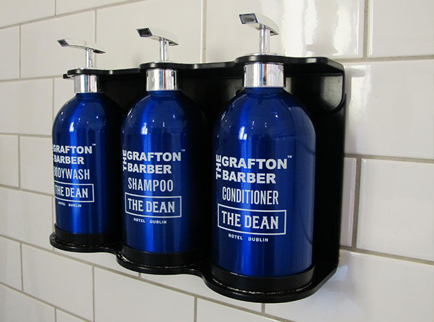 The Dean Local Grafton Barber products in the bathroom. The shower gel smells deliciously like apples. 