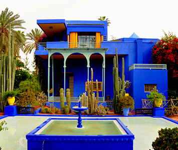 Privately owned by fashion designer and long-time Marrakech resident Yves Saint Laurent, the Majorelle Garden was created in the 1930s by two generations of French artists, Louis Majorelle and his son Jacques.