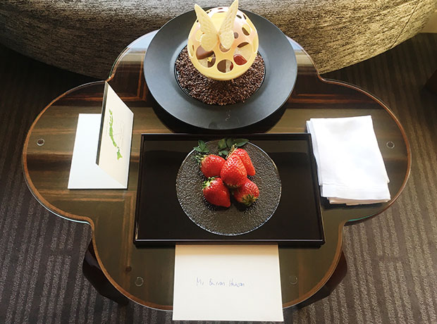 Ritz Carlton, Tokyo Attention to detail and edible arrangements. A lovely surprise upon arrival. 