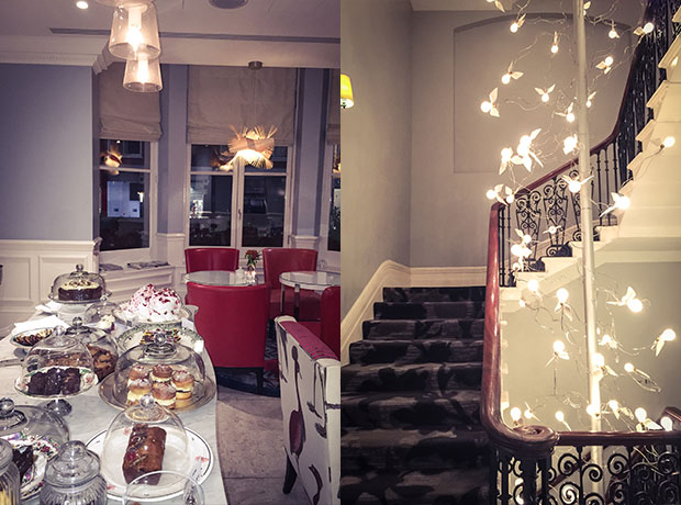 The Ampersand hotel Afternoon tea spread. 
I love the light fixtures. These fluttery angel wings greeted me upon arrival. I'm also obsessed with the velvet staircase.
