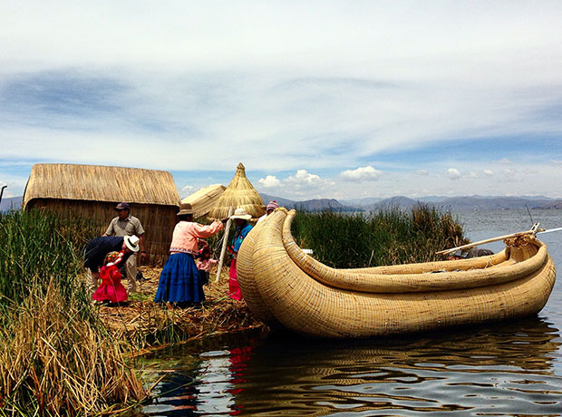 Titilaka Lodge Arriving on the floating island made entirely of reeds via a cool boat made of the same reeds stuffed with recycled plastic bottles. 