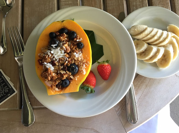 Turtle Bay Resort The perfect parfait: yogurt and granola served in a papaya. So so good. 