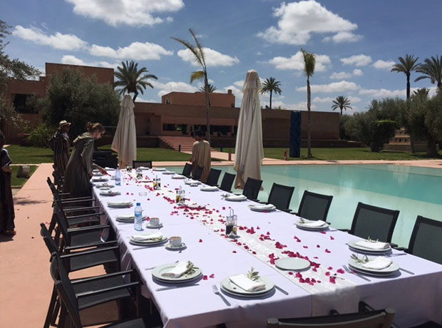 HOTEL DAR SABRA Our Sunday brunch set up, replete with rose petals.