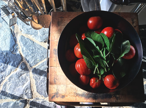 Castello di Vicarello Dinner ingredients, straight from the garden. 