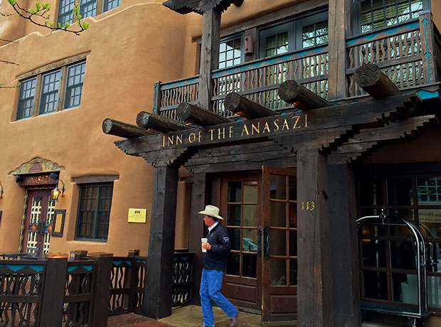 Rosewood Inn of the Anasazi The hotel is built in the traditional Pueblo Adobe mudbrick style that you’ll see throughout Santa Fe.  