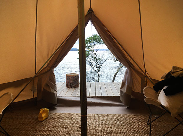 Satellite Island One of the bedrooms is a yurt, overlooking the water. This is where we stayed. 