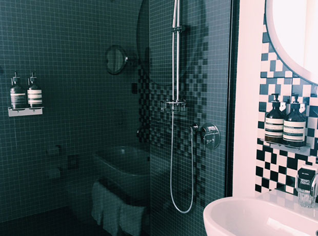 Marktgasse Hotel Zurich Bathrooms are a black & white design masterpiece and the rain showers add the ultimate touch.