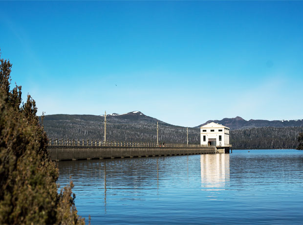 Pumphouse Point Perspective of the Pumphouse from on shore.  