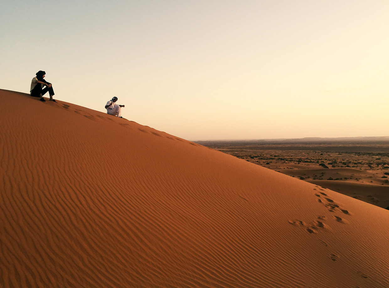 Kam Kam Dunes 6AM sunset on the highest dune facing the Algerian border.