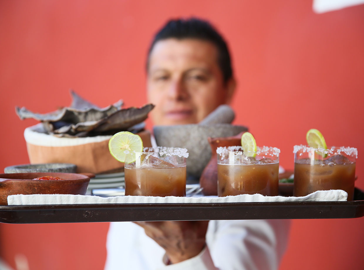 Casa Oaxaca There’s no lack of mezcal in Oaxaca; it shows up everywhere. Here it is in our tamarind margaritas. 