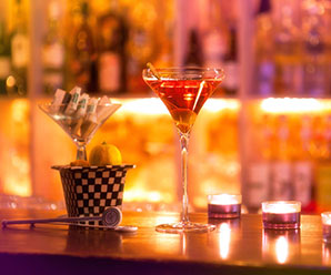 In the lobby bar.
