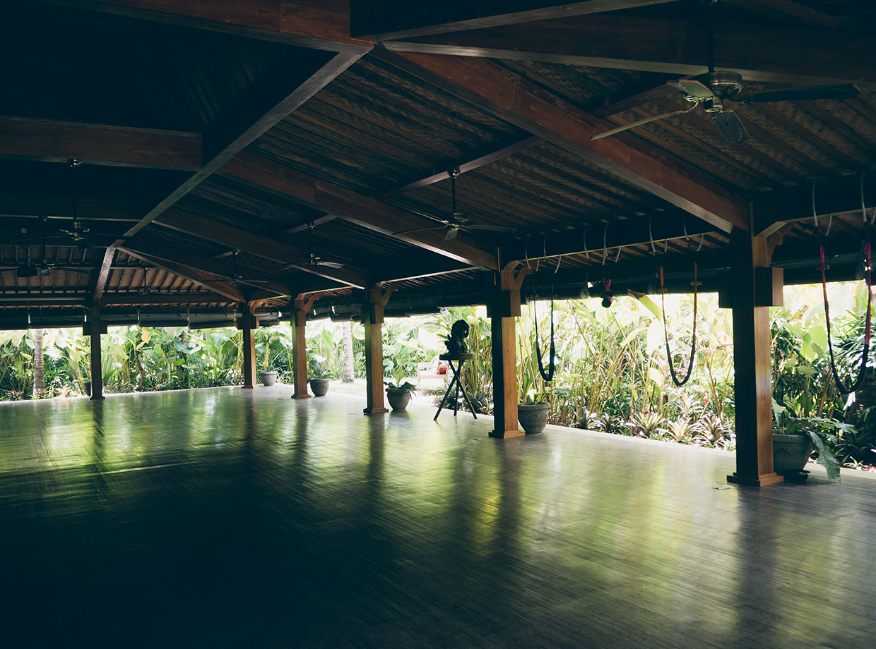 Hotel Komune Bali Daily yoga classes are held in the Shala.