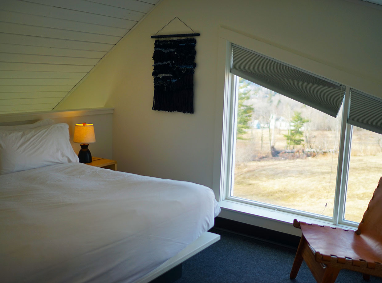 Scribner’s Catskill Lodge Morning bedroom views.