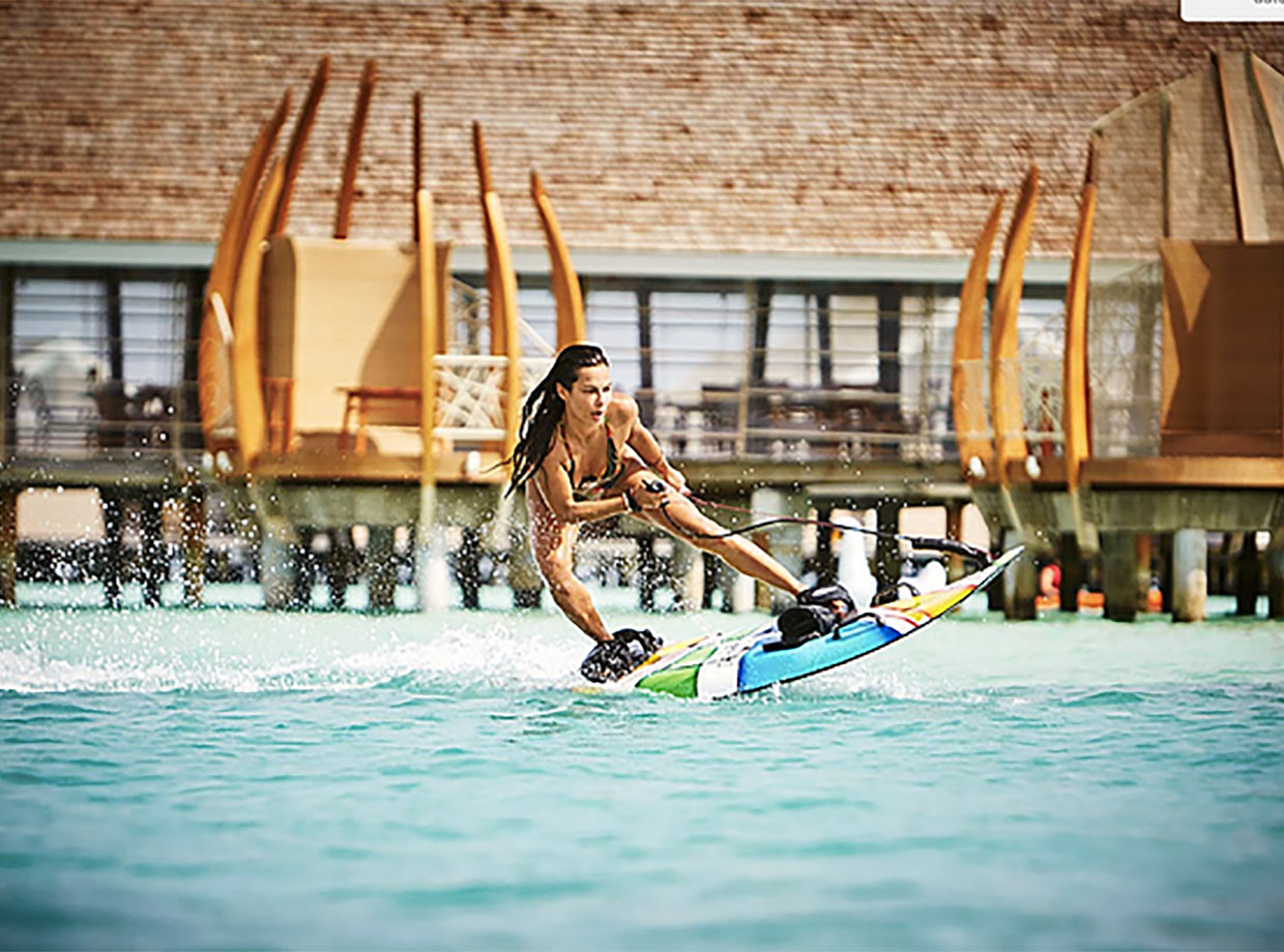 Lux* South Ari Atoll No waves? No problem!!  Jet surf in the Lagoon is so much fun. Photo by Mark Read.