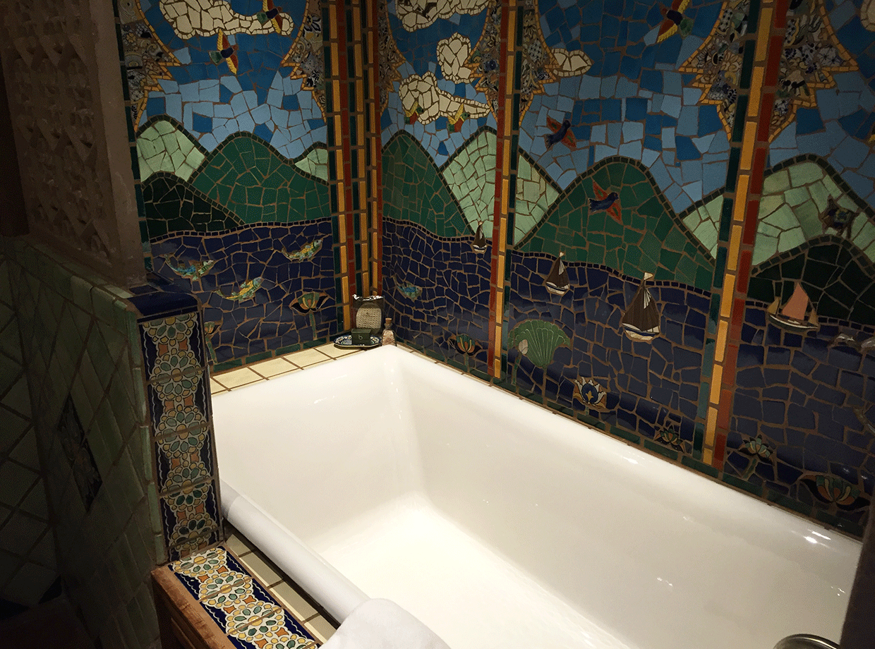 The Inn of Five Graces The bathrooms are works of art with unique mosaic tiling across every surface. 