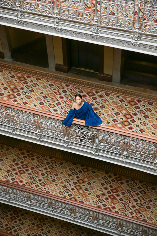 Beekman Hotel The atrium is decorated with Victorian cast iron railings, which I am nervously hovering over for this photo. 