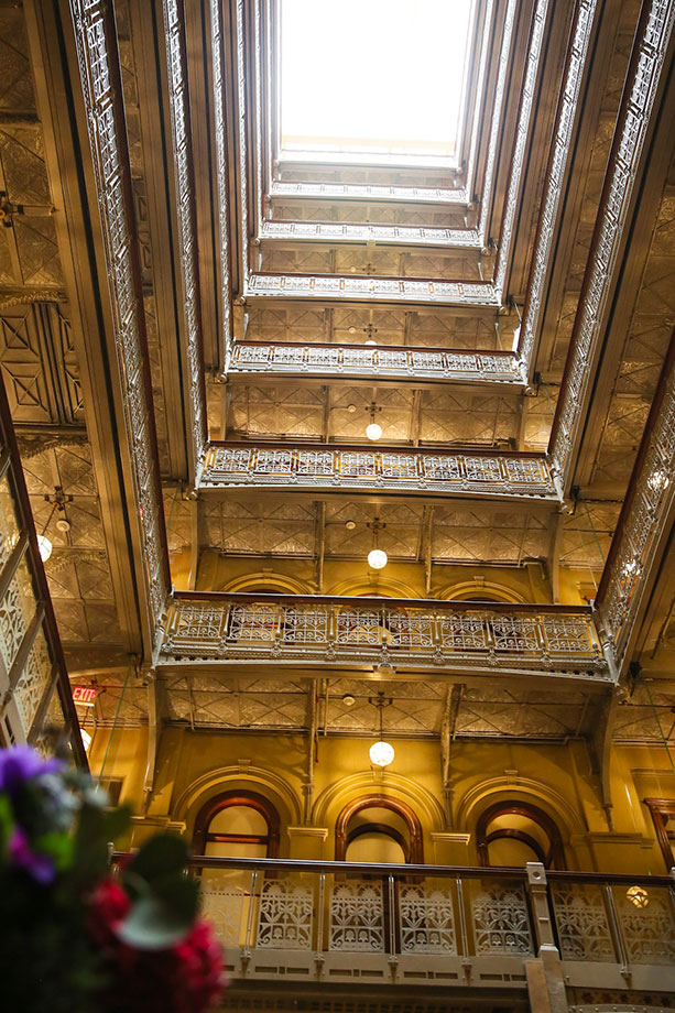 Beekman Hotel Looking up into the sky lights.