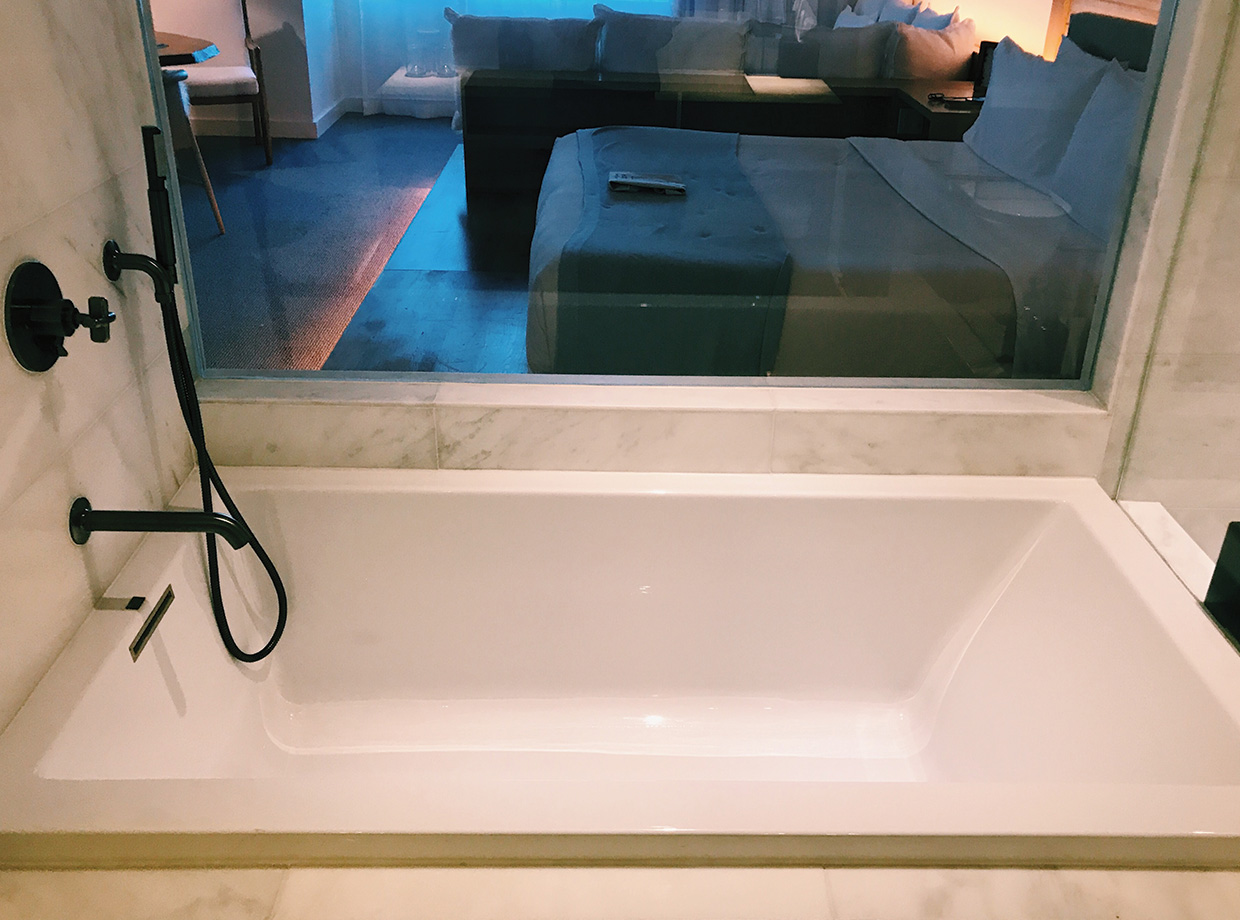 1 Hotel South Beach Luxurious hotel bath tub for the ultimate vacation bubble bath.