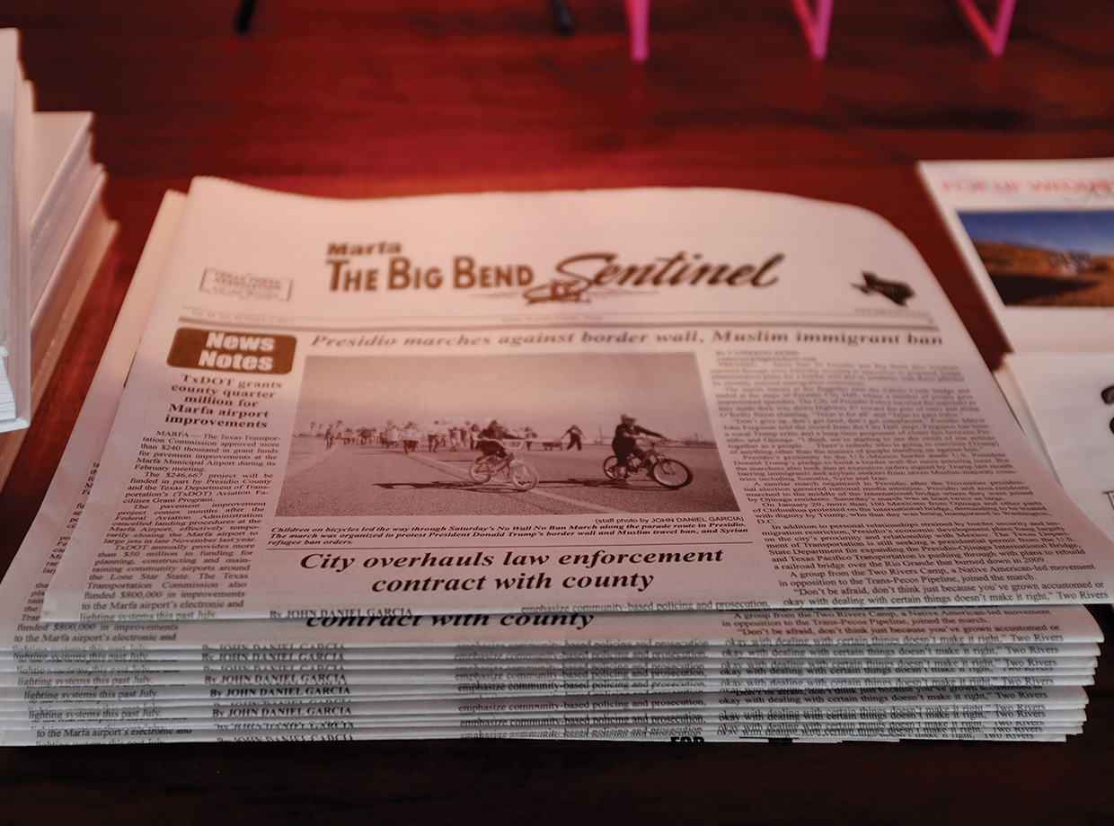 Hotel Saint George Love the local news paper, The Big Bend Sentinel.