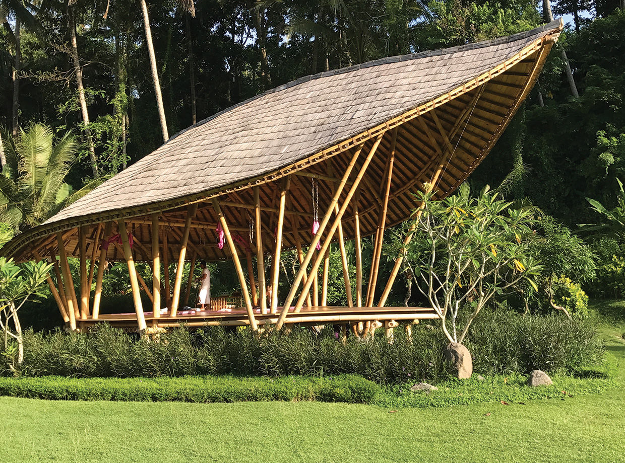 Four Seasons Resort Bali at Sayan A far away view of the yoga venue in the hotel’s rice fields.