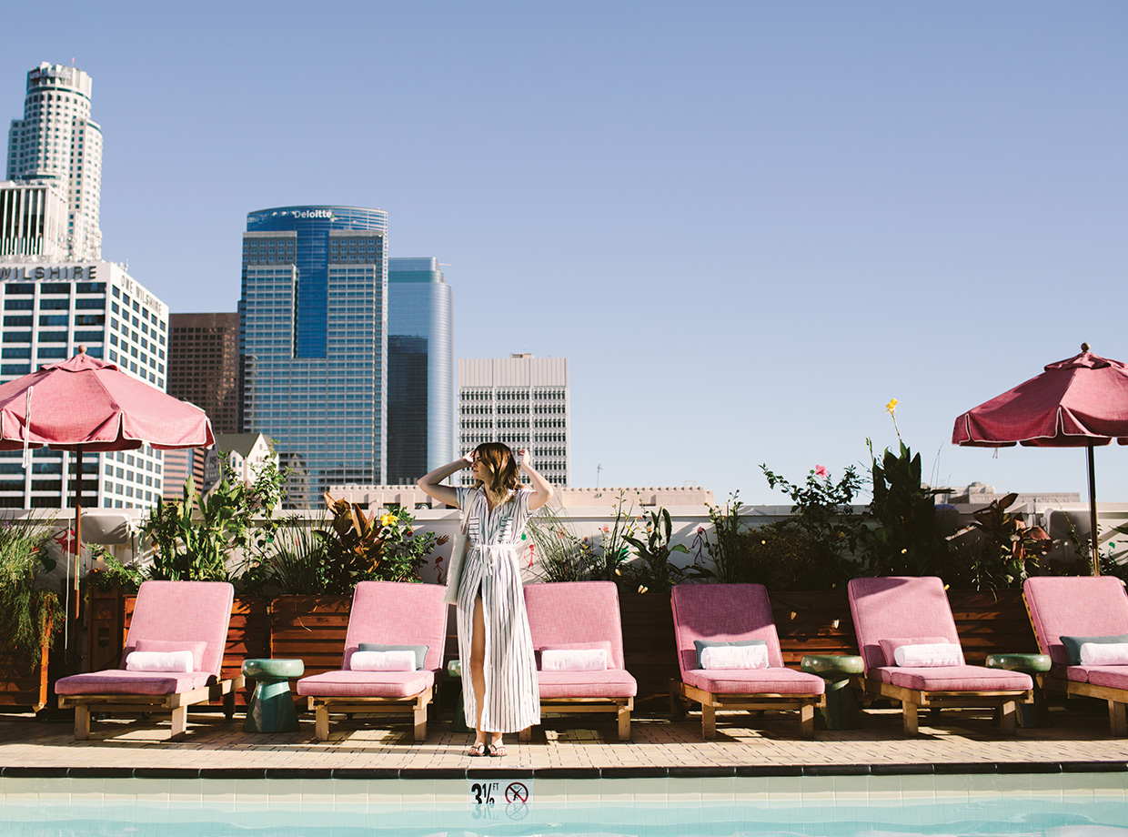 Freehand LA A lush oasis right in the midst of the concrete jungle of LA. With sunny days year around, a pool is necessary for the perfect stay.