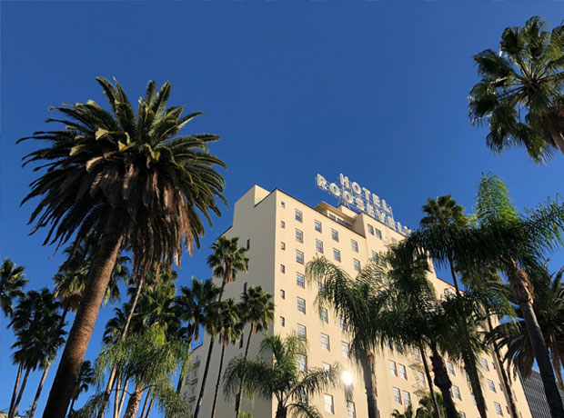 The Hollywood Roosevelt It doesn't get more LA iconic than palm trees, blue sky and a classic neon sign.
