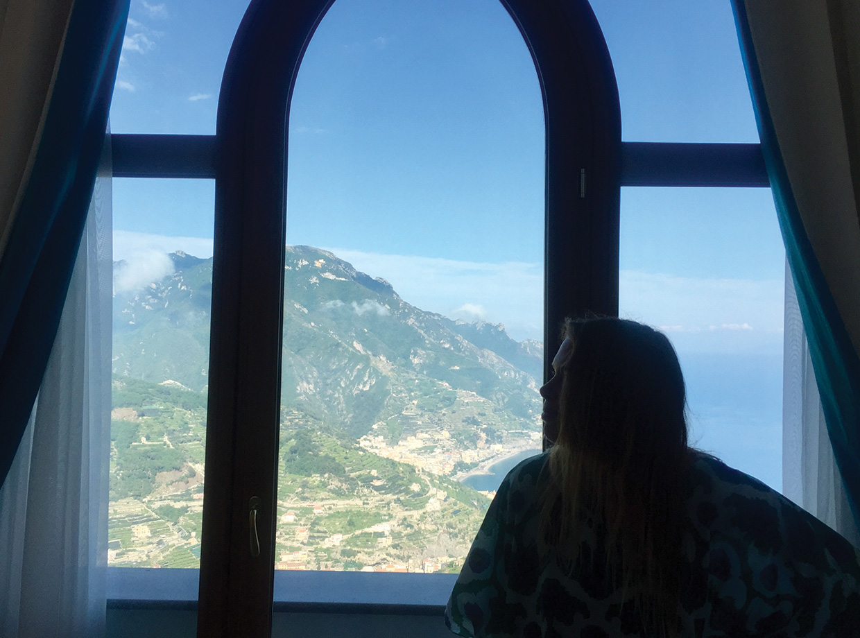 Palazzo Avino Room with huge windows overlooking the Amalfi Coast. 