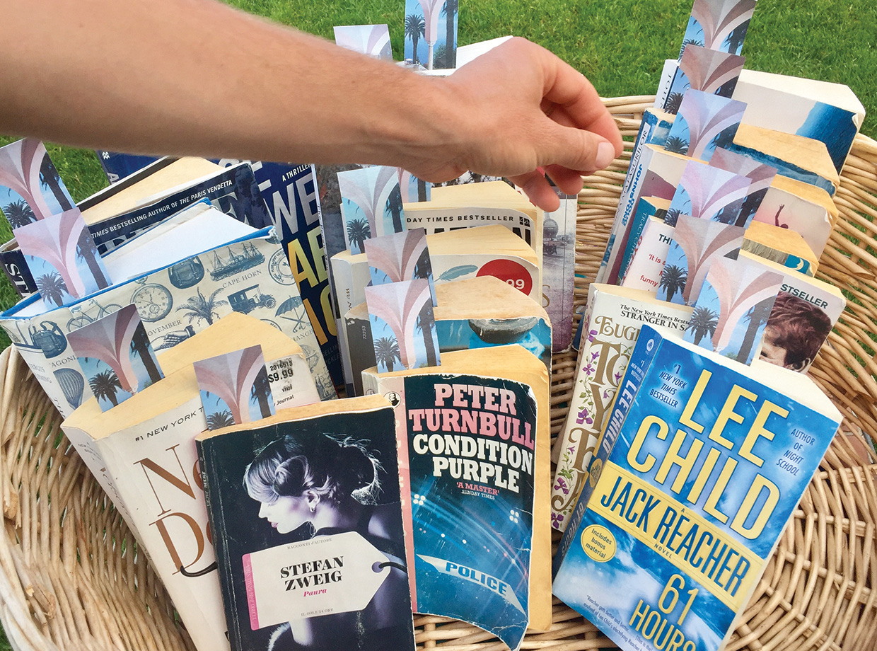 Palazzo Avino Vintage books to choose from at the pool.