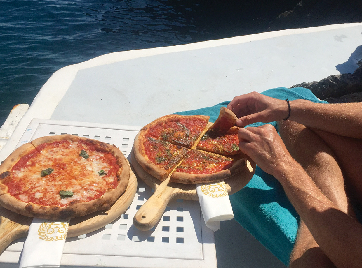 Palazzo Avino Fresh baked pizza from the wood oven for lunch in the Clubhouse by the sea! 
