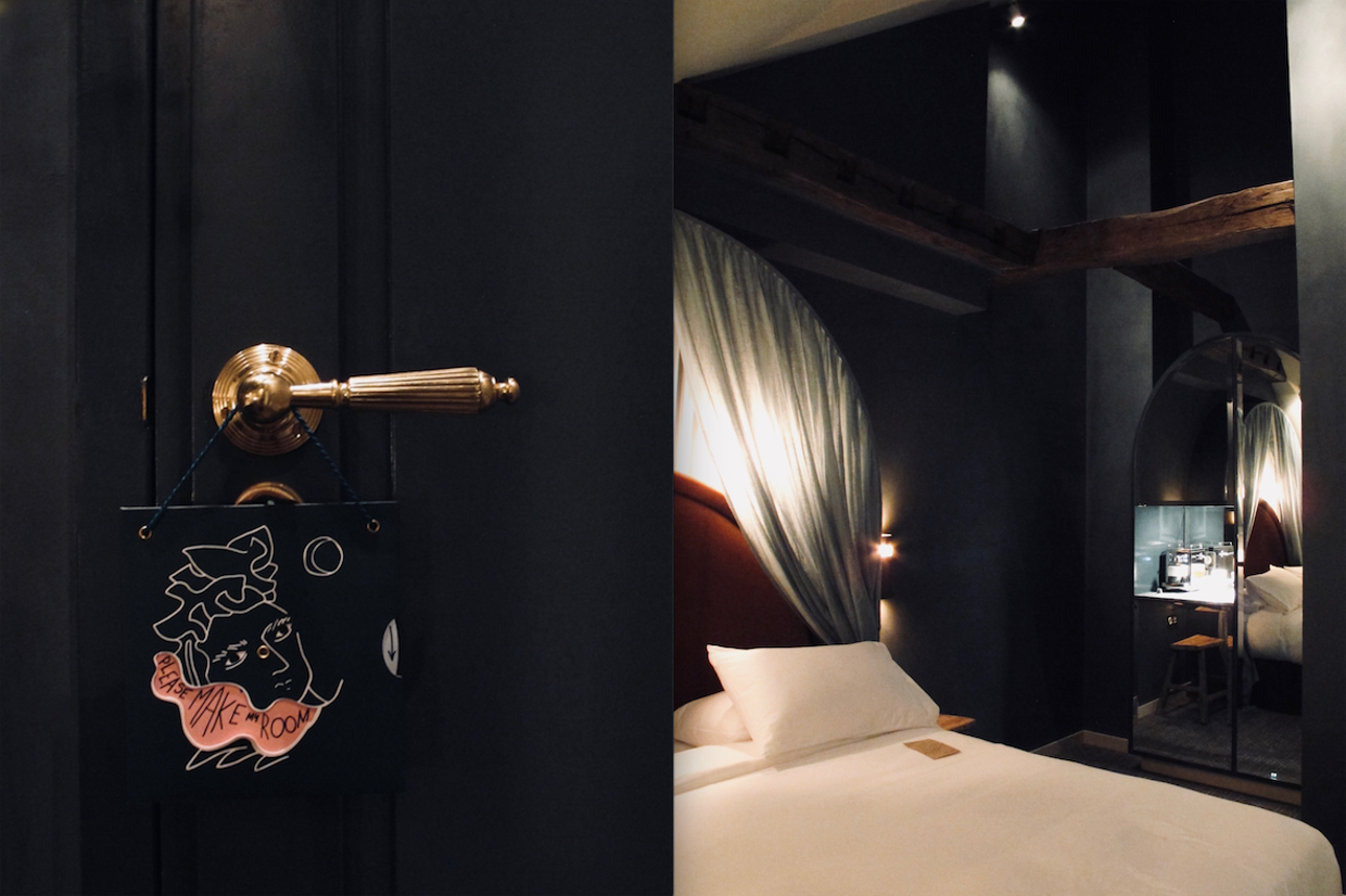 Hotel des Grands Boulevards Such a calming colour scheme and I love the old exposed wooden beams too, shows off the age of the building. And that super cute ‘Make my room/Do not disturb’ card went straight into my bag.. 