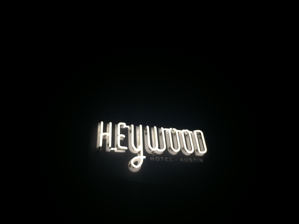 Heywood Hotel The Heywood beacon by night.