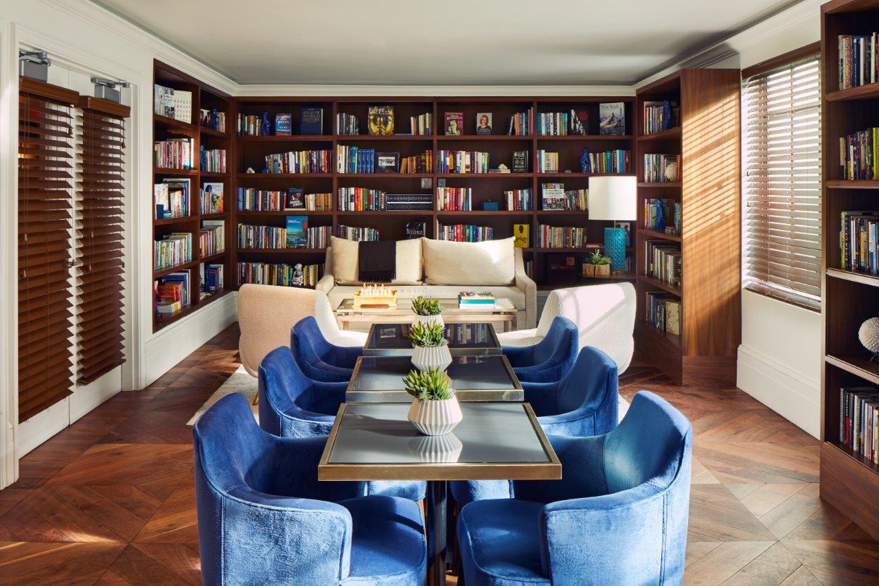The Betsy Hotel Famed in-house library featuring work by Pulitzer Prize finalist Hyam Plutzik, a patriarch of the Betsy’s proprietors.