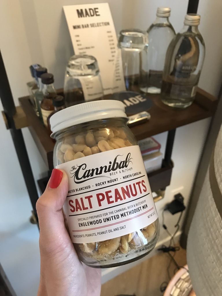 MADE Hotel Great mini bar, gotta love a jar of peanuts, always.
