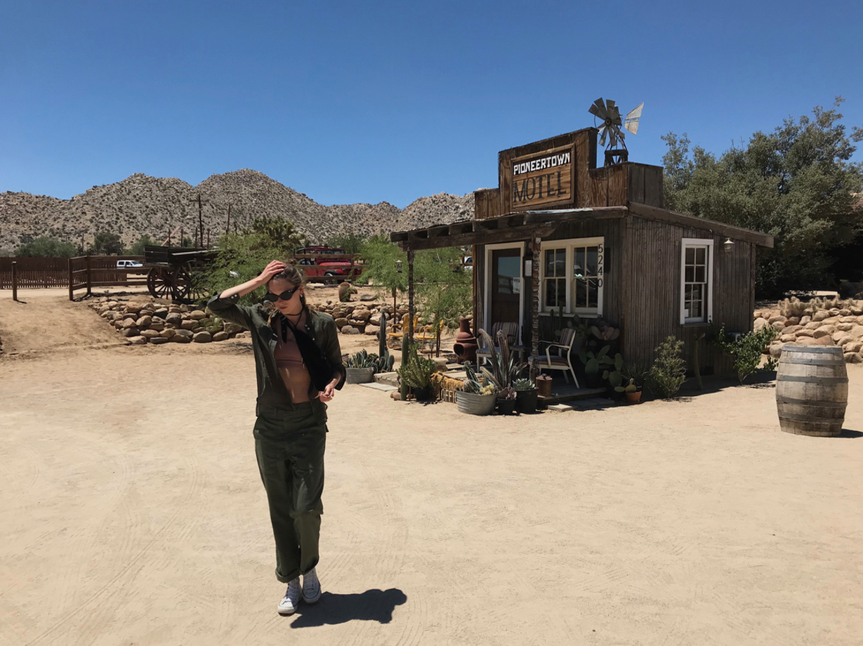 Pioneertown Motel Running from the blazing heat after checking out. It’s MadMax up in here. 