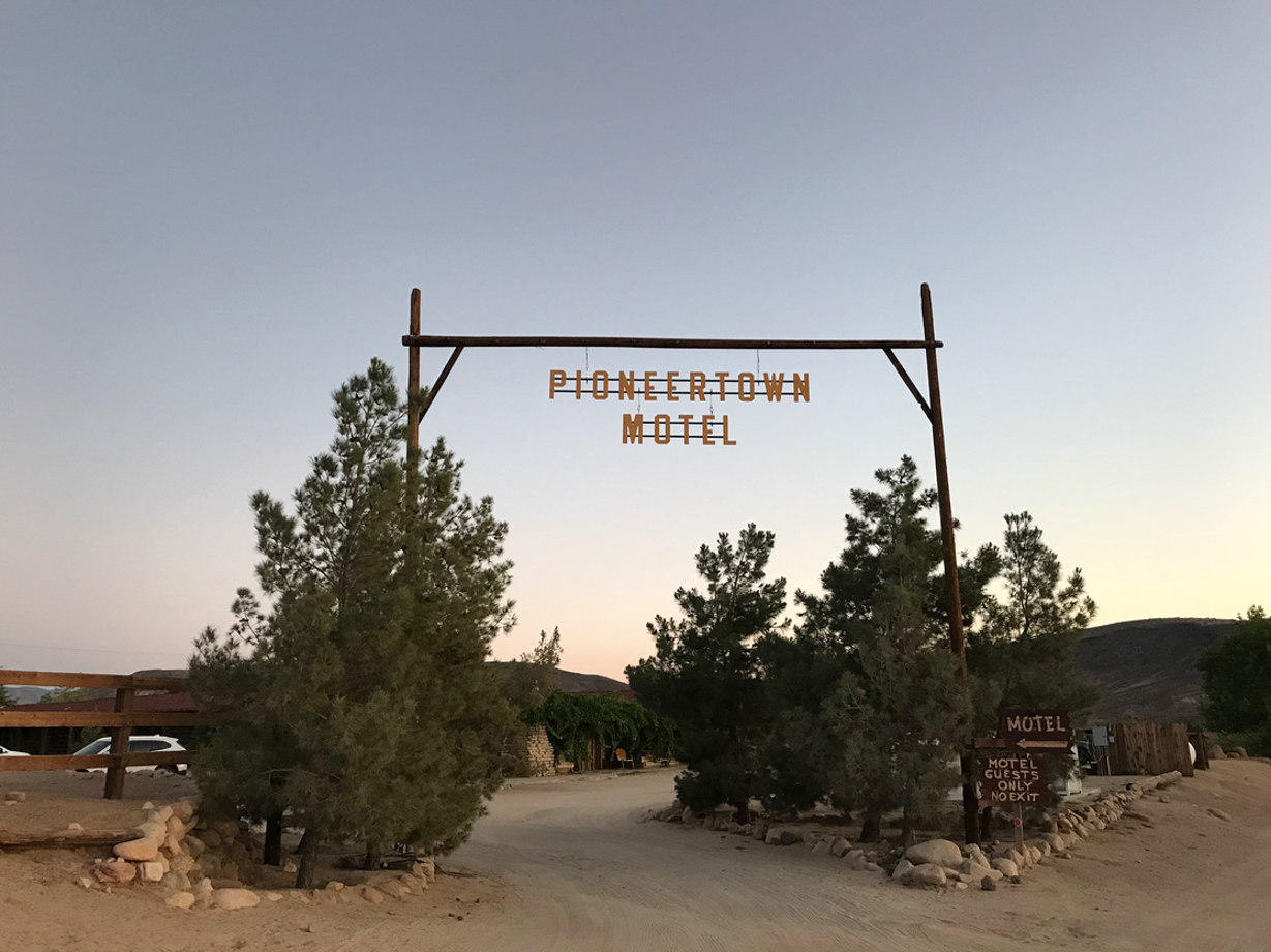 Pioneertown Motel Driving up to the motel, being met by a filmatic Western sign of the Pioneertown Motel. Love.