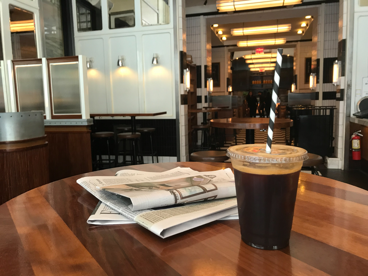 Viceroy Central Park Enjoying a morning coffee and the newspaper at Kingside.