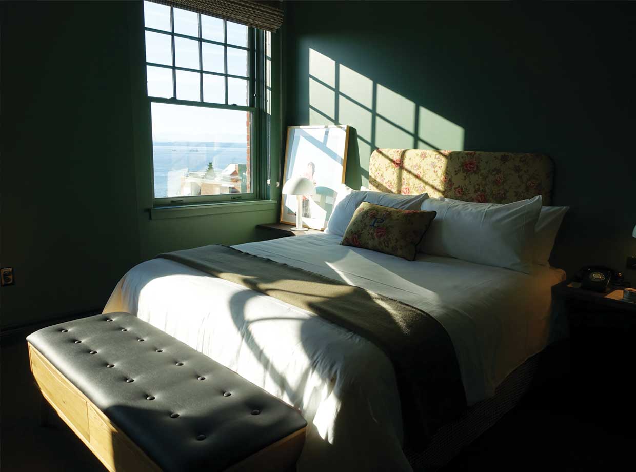 Palihotel Seattle Sink into the serene green color scheme...and look at that view!
