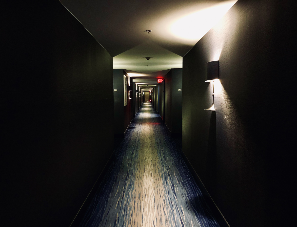 The LINE Austin The walk to our room - really feeling the table lamp-like lighting throughout.