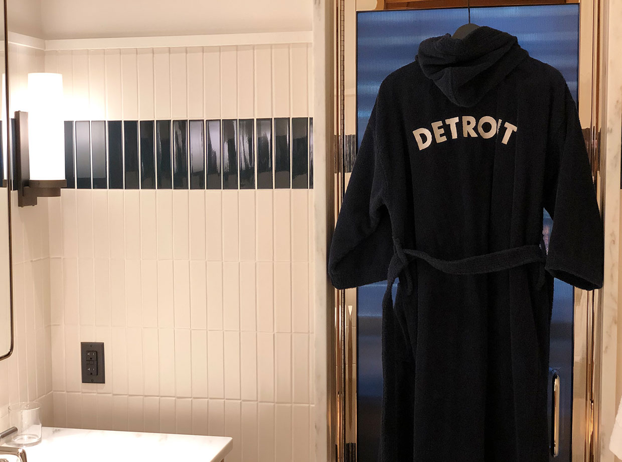 Shinola Hotel It’s in the amenities the hotel offers, such as plush bathrobes made specifically for Shinola, that add to the luxurious experience.
