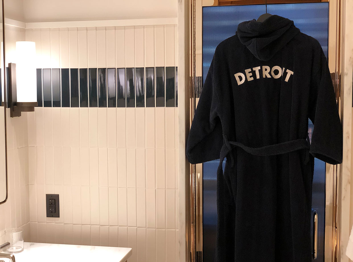 Shinola Hotel It’s in the amenities the hotel offers, such as plush bathrobes made specifically for Shinola, that add to the luxurious experience.
