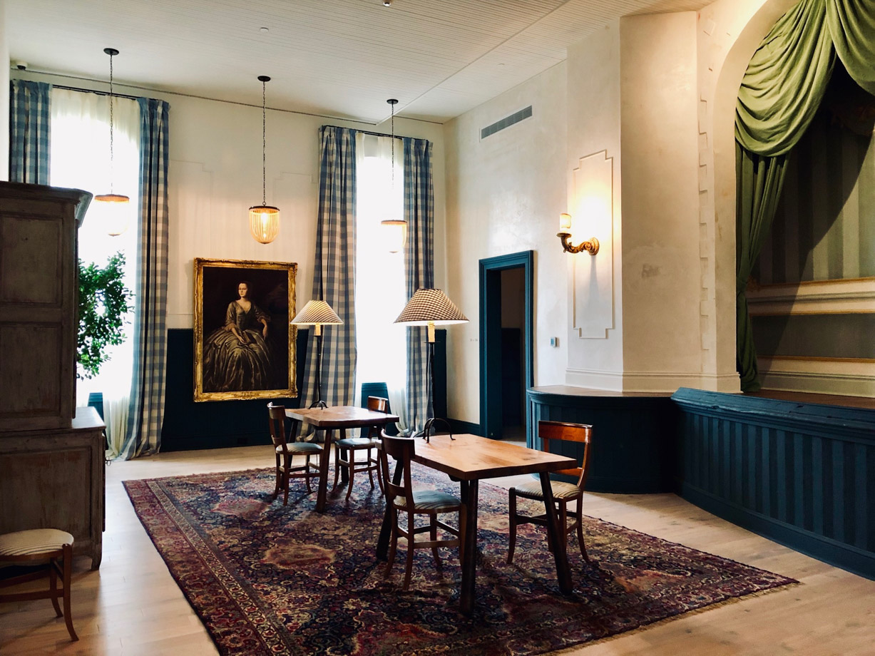 Hotel Peter & Paul Morning light in the theater lounge on the 3rd Floor of the schoolhouse. Somewhere, Wes Anderson is weeping joyous tears.