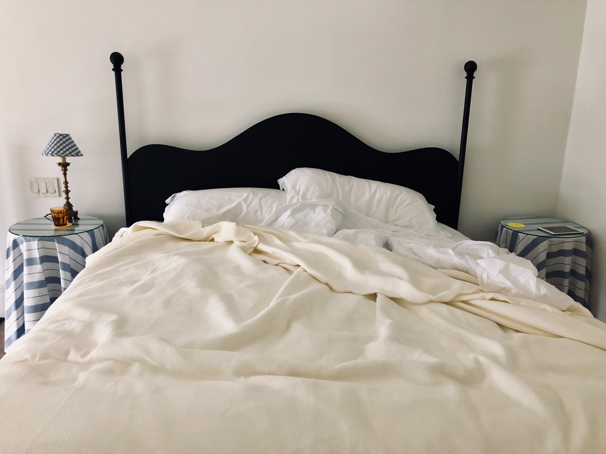 Hotel Peter & Paul Requisite messy bed shot morning after.