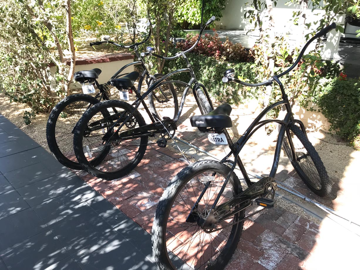 Colony Palms Hotel Free bikes available for a sunny, leisurely cruise around town which is just a short ride from the hotel!